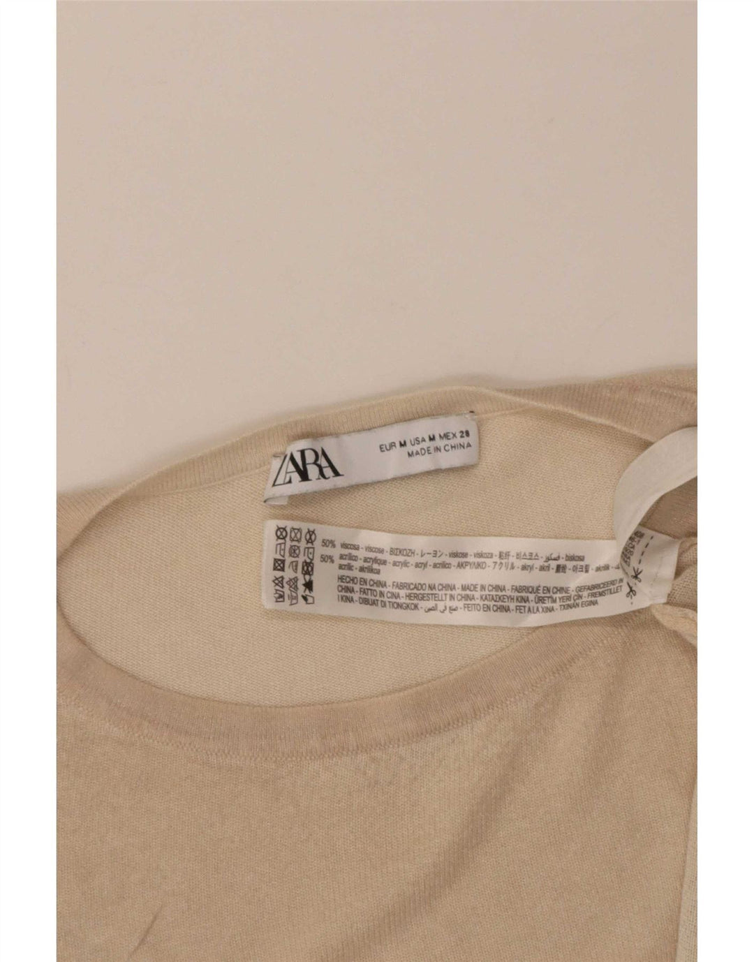 T-shirt oversize da donna Zara UK 14 Viscosa beige medio
