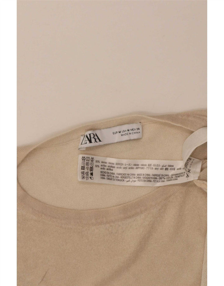T-shirt oversize da donna Zara UK 14 Viscosa beige medio