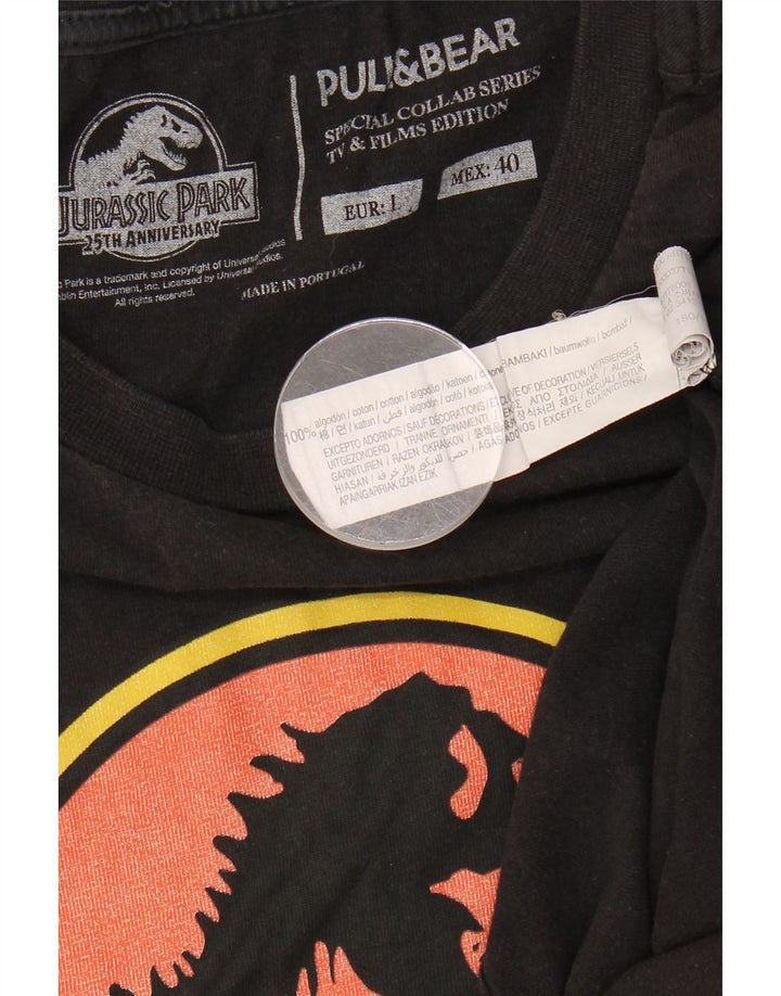 PULL & BEAR Mens Graphic T-Shirt Top Large Black Cotton
