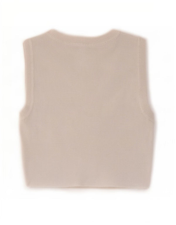 Top corto da donna Zara UK 12 in viscosa bianca media