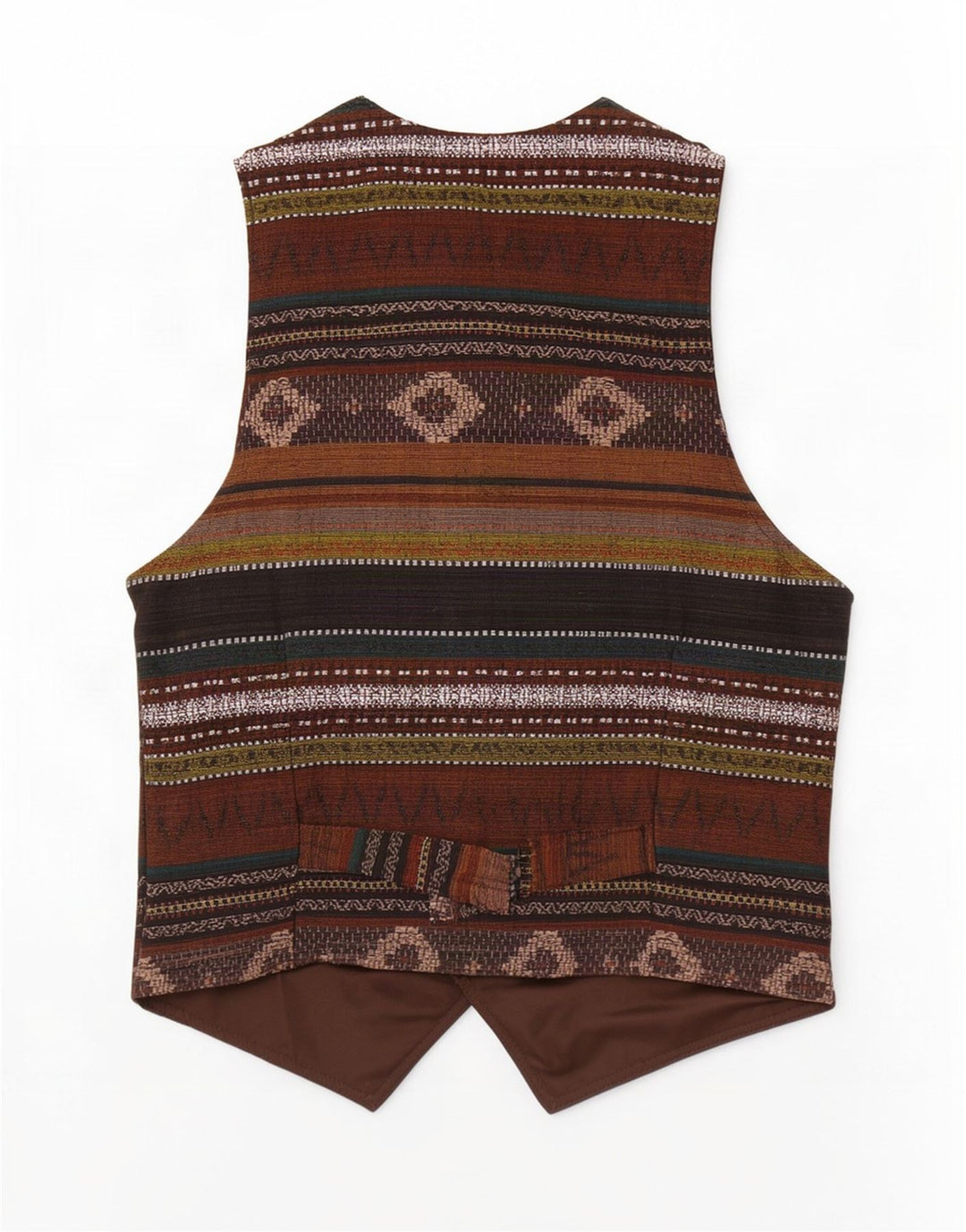 Gilet in pelle da uomo vintage marrone medio geometrico