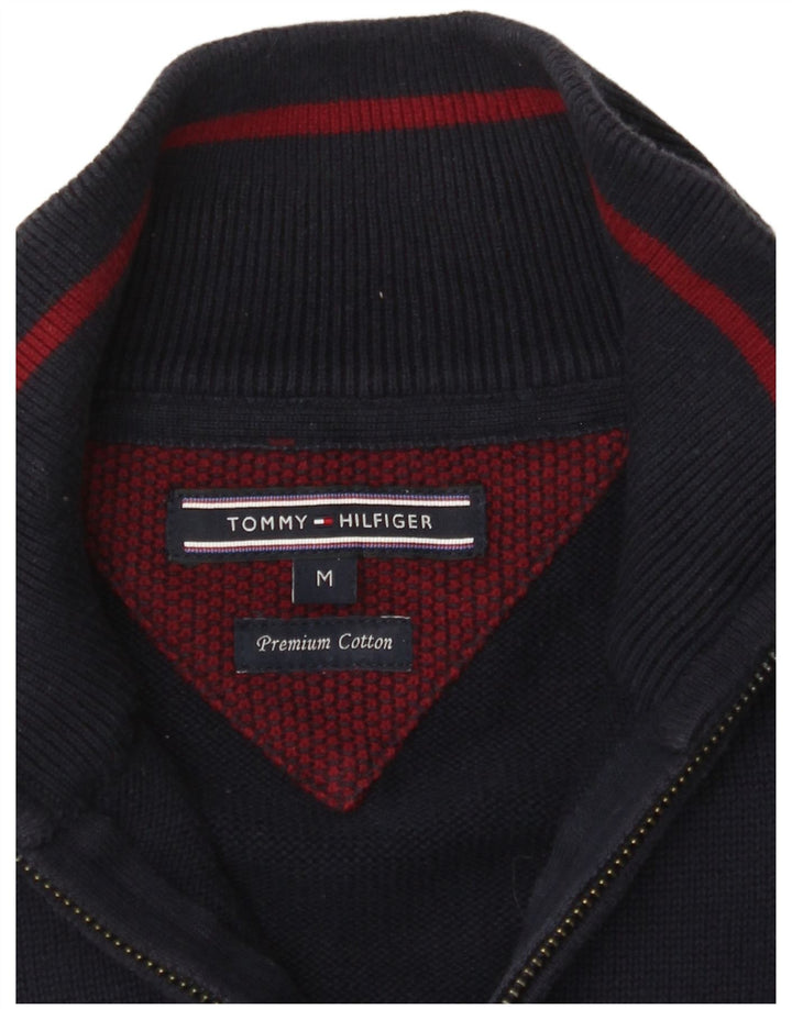 TOMMY HILFIGER Maglione da uomo con zip e collo in cotone blu navy medio