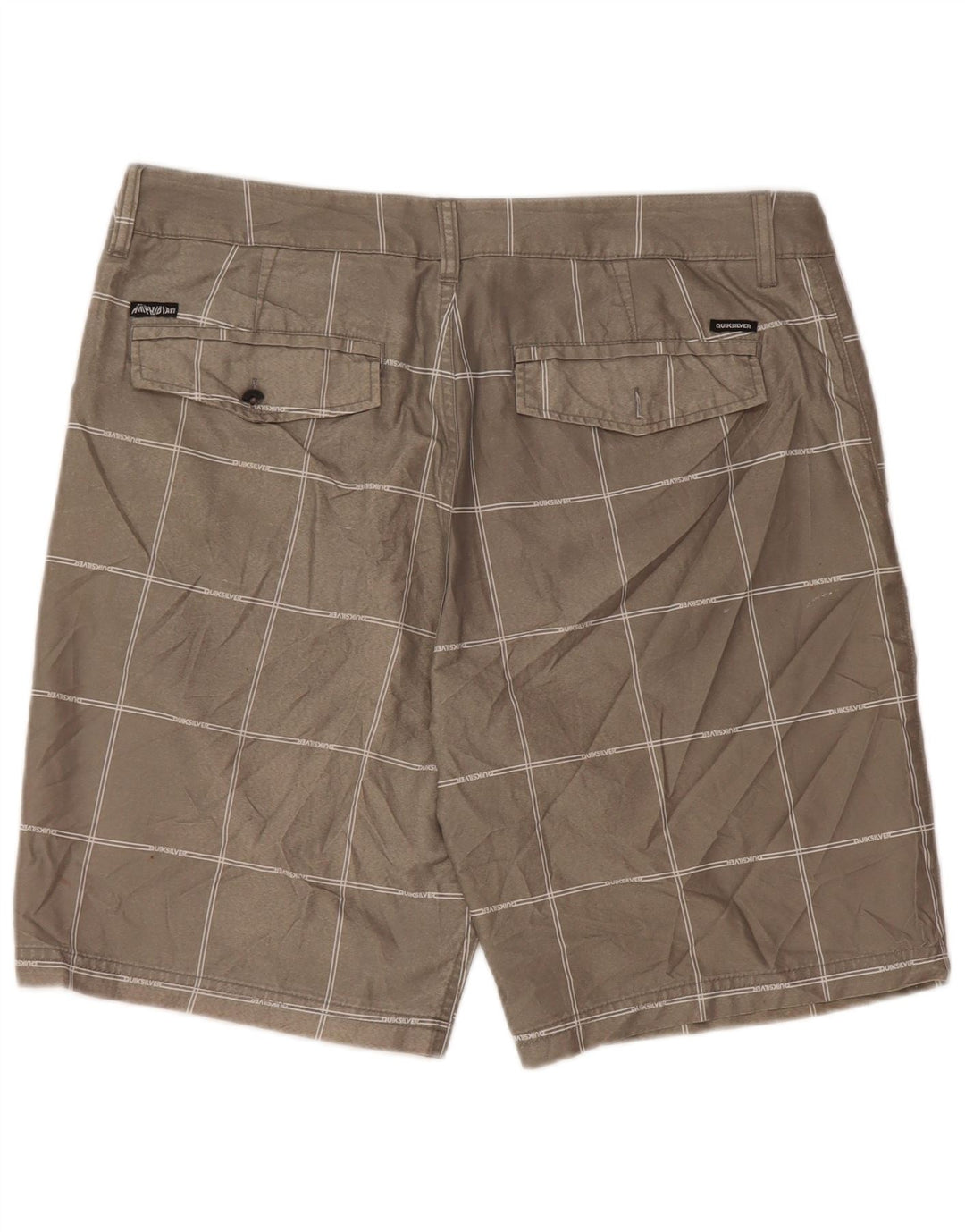 Pantaloncini chino da uomo Quiksilver W34 poliestere a quadri grigi grandi