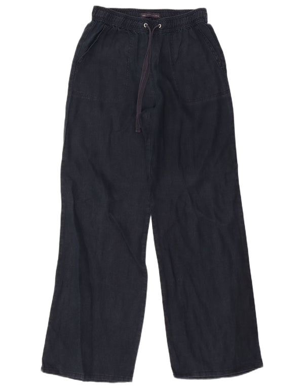 Pantaloni chino a gamba larga da donna Marks & Spencer UK 8 piccoli W26 L30 blu navy