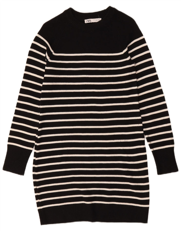 Abito maglione da donna Zara UK 10 piccolo in poliestere a righe nere