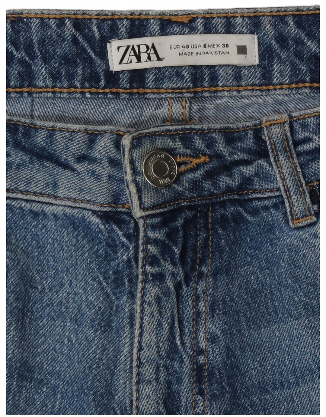 Jeans Zara da donna a vita alta EU 40 medio W30 L28 blu