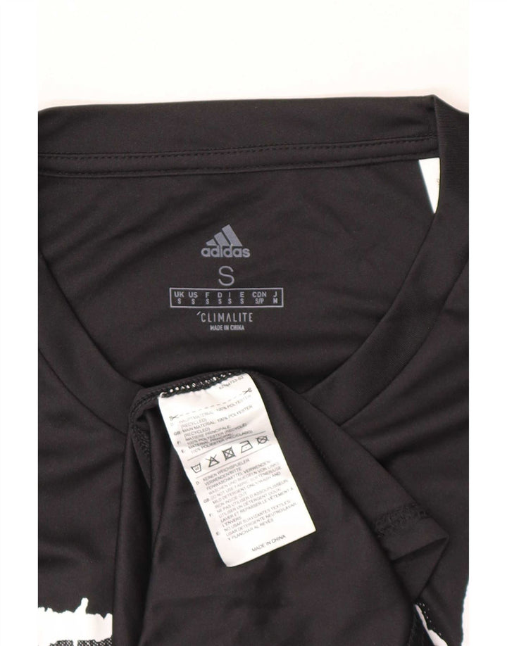 Maglietta grafica Adidas Climalite da uomo, piccola, in poliestere nero