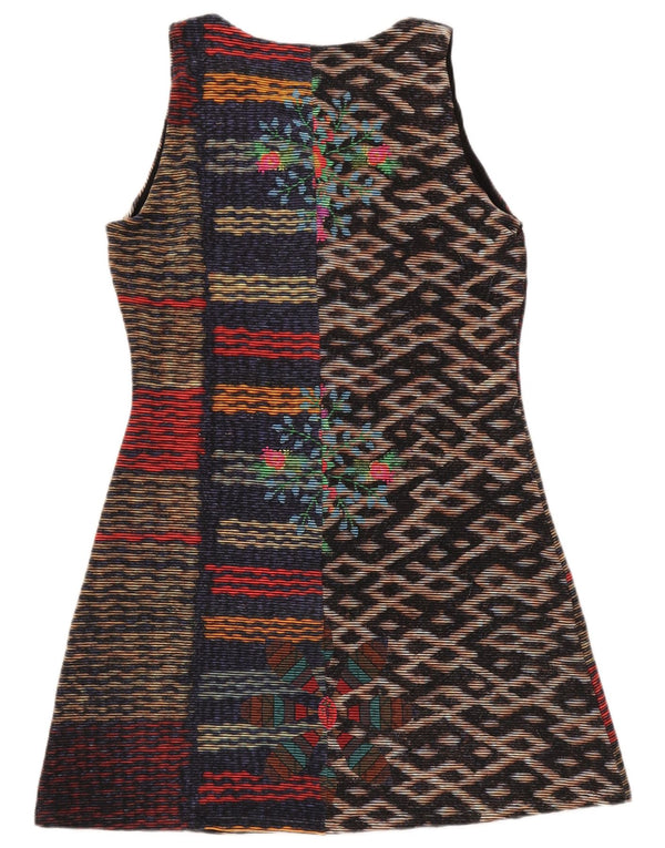 Desigual abito da donna senza maniche a trapezio UK 18 XL multicolore floreale