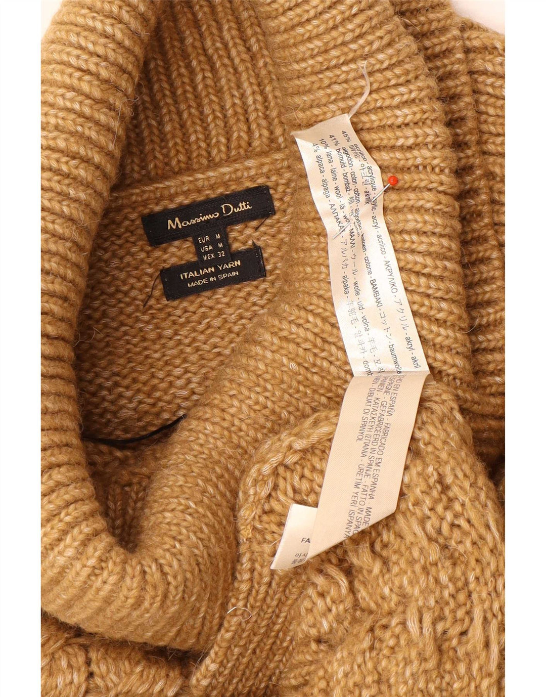 Maglione maglione a collo alto da donna Massimo Dutti UK 14 Acrilico marrone medio