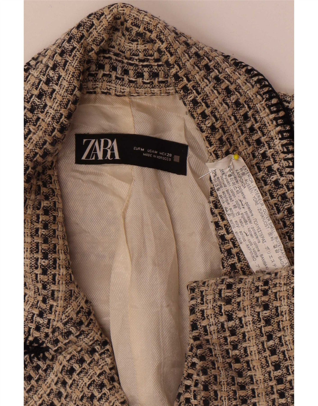 Giacca blazer doppiopetto da donna Zara UK 12 a righe beige medio