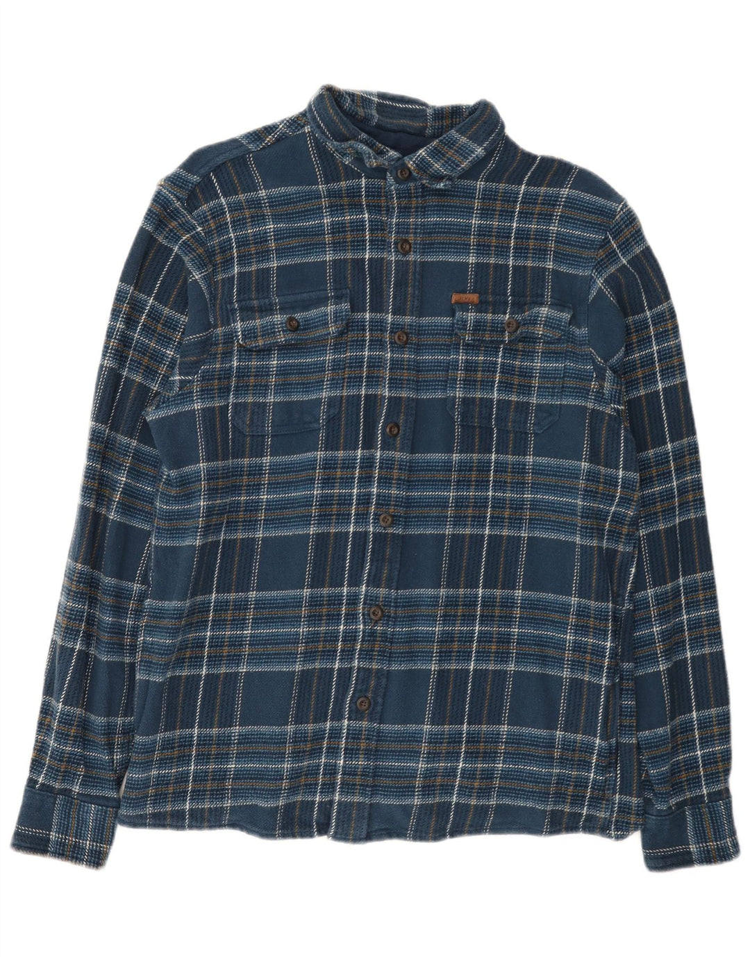 Camicia in flanella da uomo Orvis a quadri blu navy medio