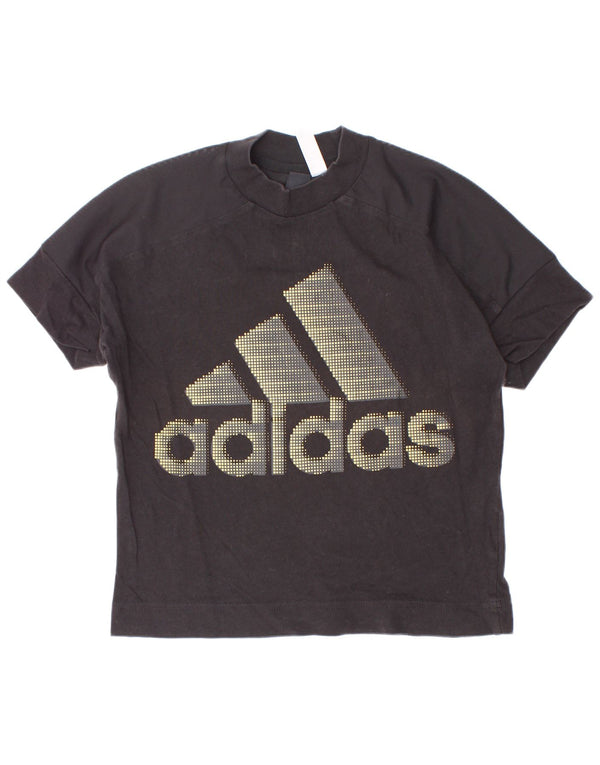 T-shirt grafica corta Adidas da donna UK 4/6 XS Nera