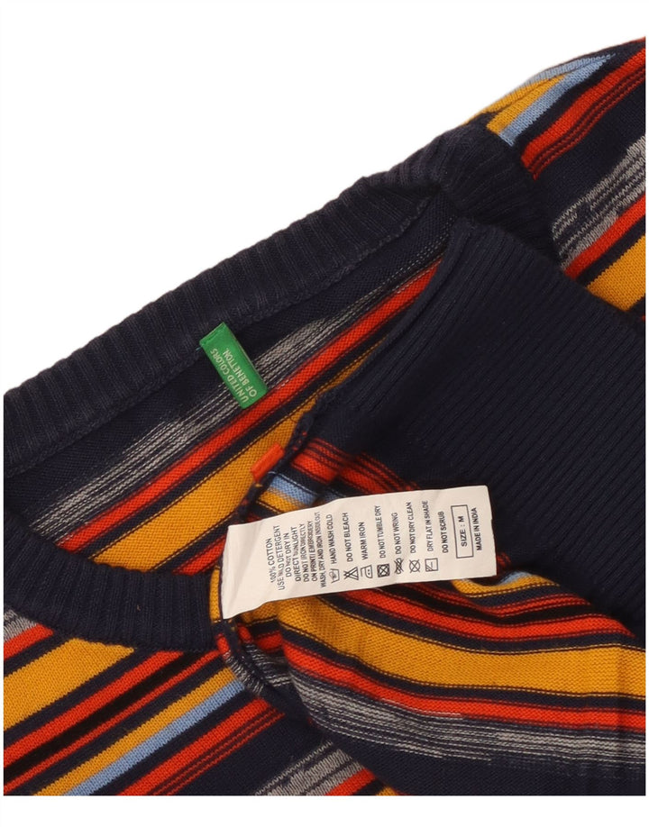 Maglione da uomo girocollo Benetton in cotone a righe medio multicolore
