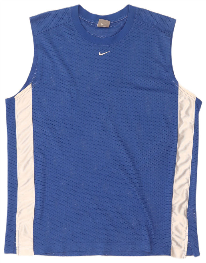 Canotta Nike da uomo grande in poliestere color block blu