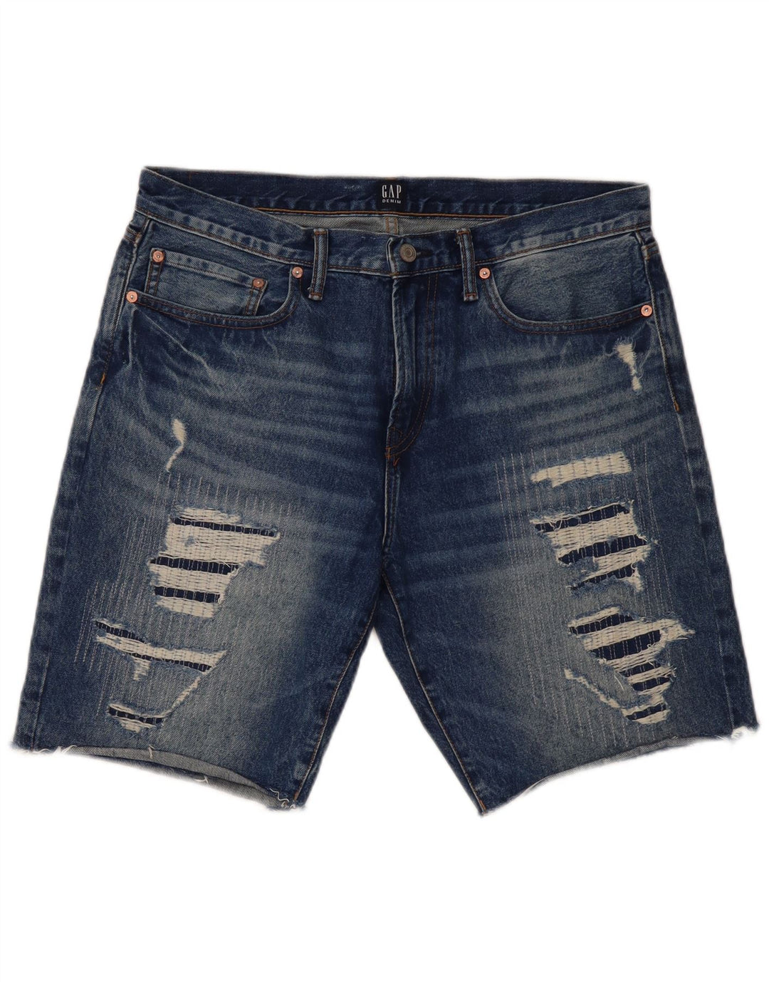 Pantaloncini Gap da uomo in denim invecchiato W34 grande cotone blu