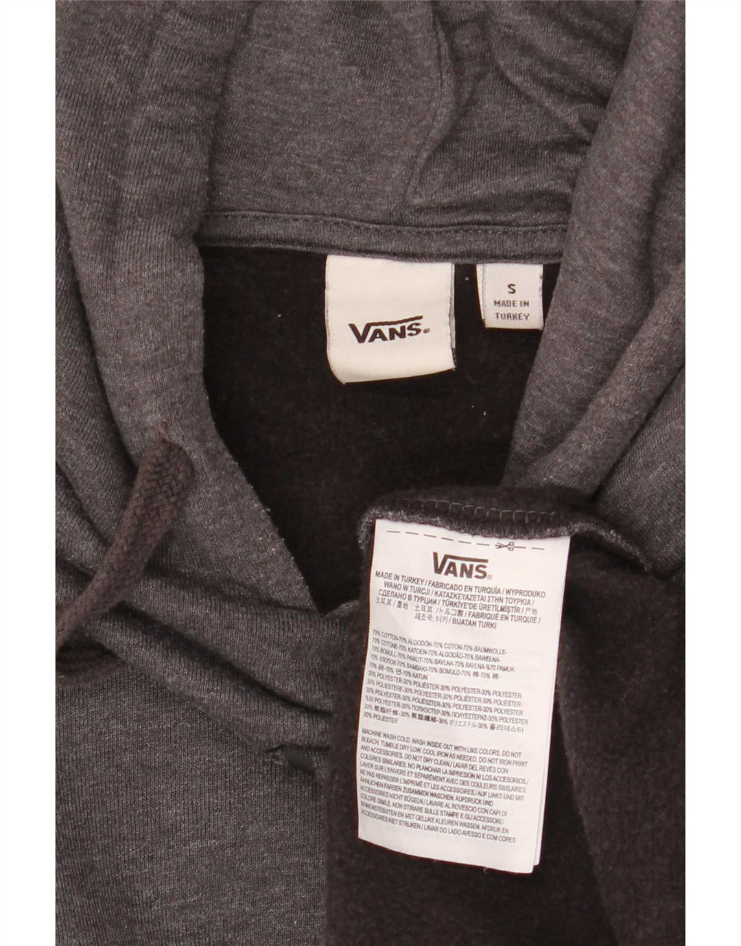 Felpa con cappuccio grafica da uomo Vans Small in cotone grigio