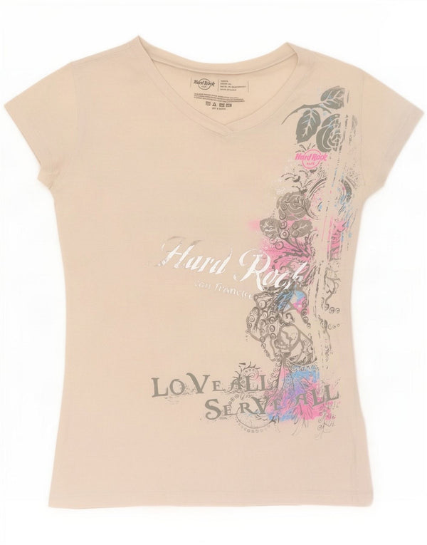 Hard Rock Cafe T-shirt grafica da donna San Francisco UK 10 Small Bianca