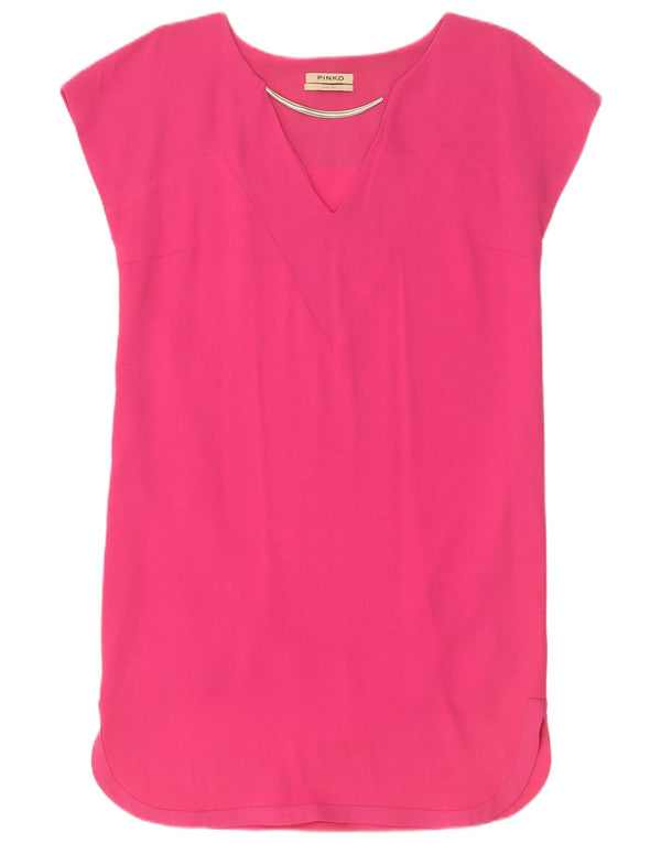 Pinko Womens Sleeveless Shift Dress UK 10 Small Pink Acetate