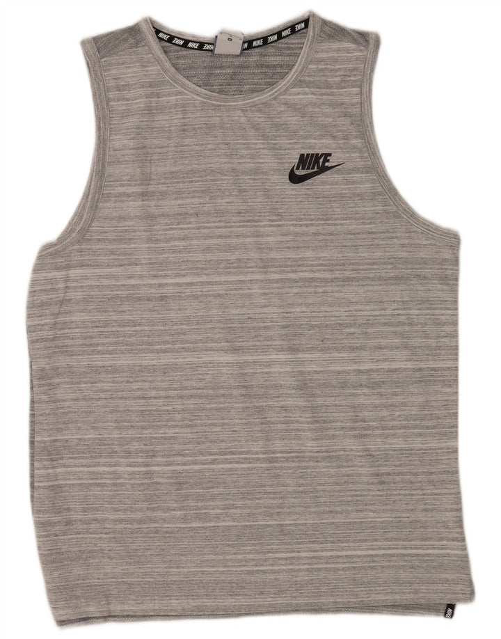 Canotta Nike da uomo in cotone a righe grigio medio