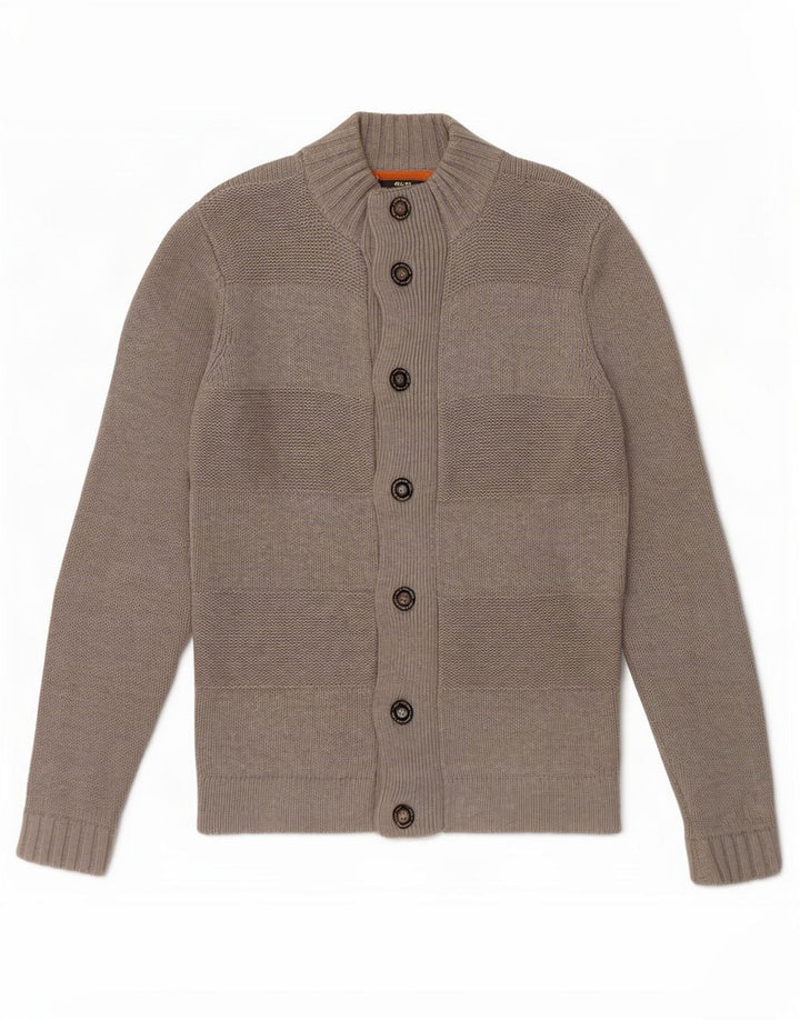 Maglione cardigan da uomo Jack & Jones in cotone a righe grigio medio