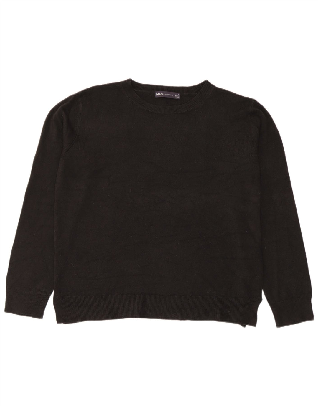 Maglione maglione girocollo da donna Marks & Spencer UK 14 acrilico nero medio