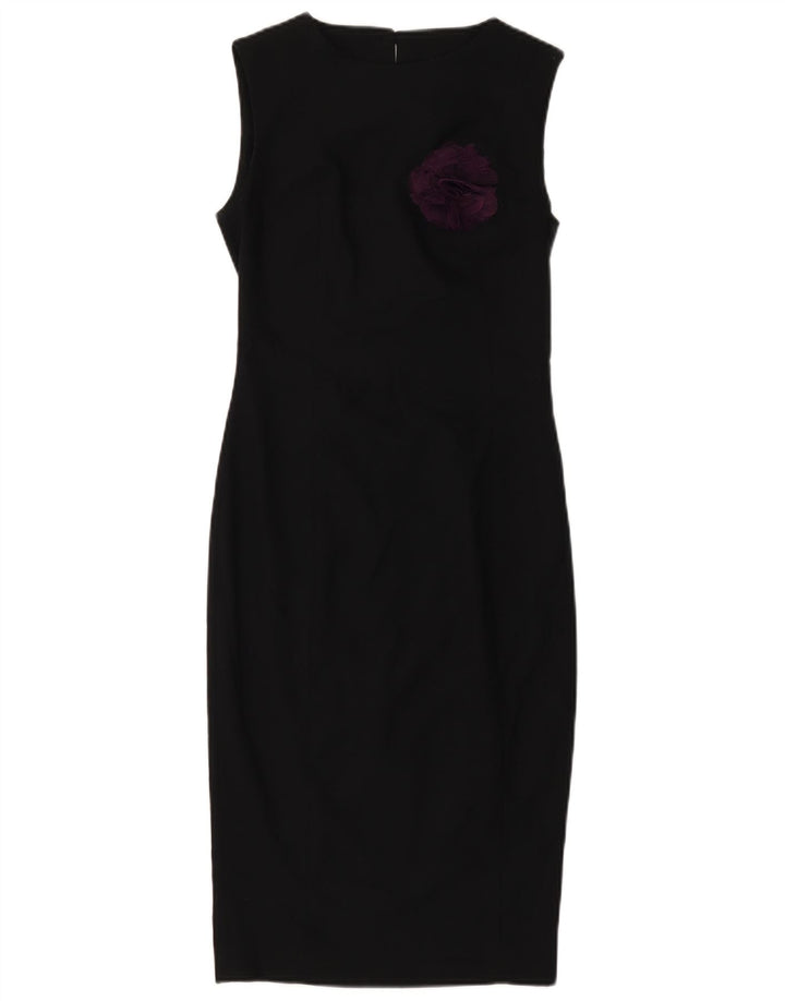 Abito tubino senza maniche ZARA da donna UK 4 XS poliestere floreale nero