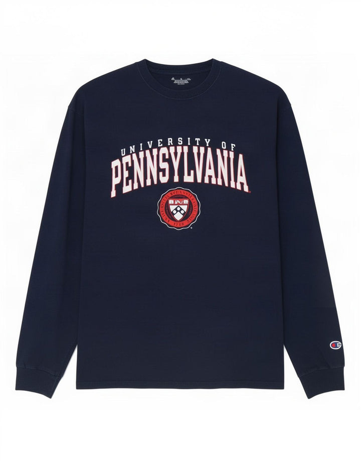 Champion Top grafico da uomo a maniche lunghe grande blu navy