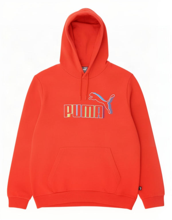Felpa con cappuccio grafica da uomo Puma Large in cotone rosso