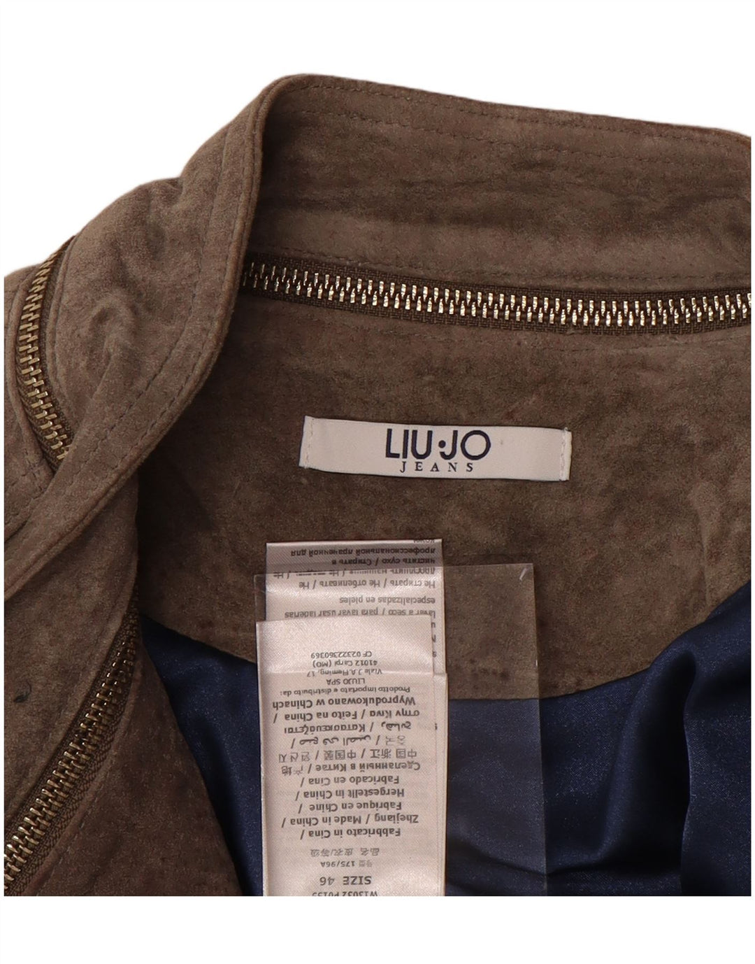 Giacca da motociclista in pelle scamosciata corta da donna LIU JO IT 46 Large in pelle beige