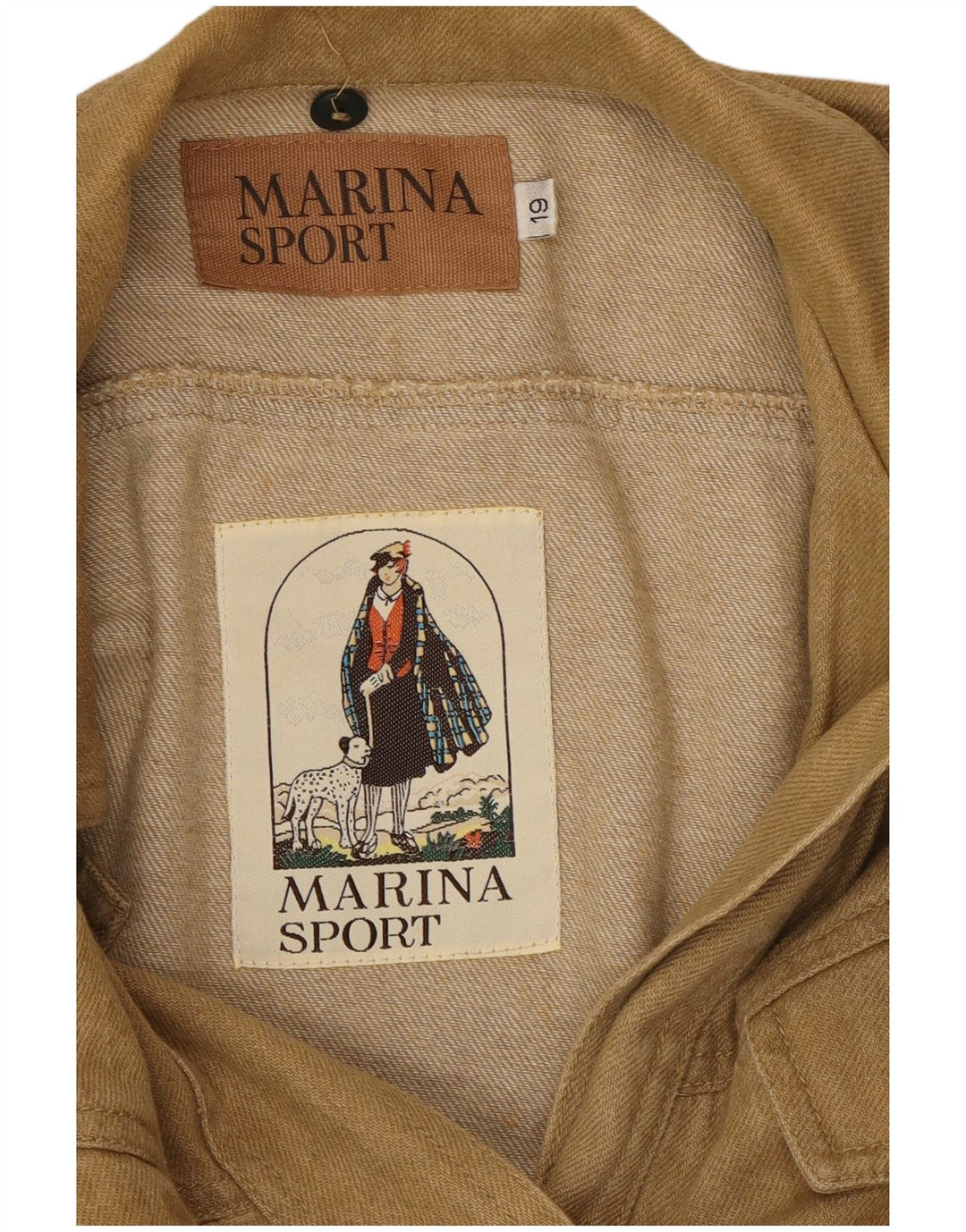 Marina Sport Giacca di jeans oversize da donna taglia 19 piccola cotone kaki