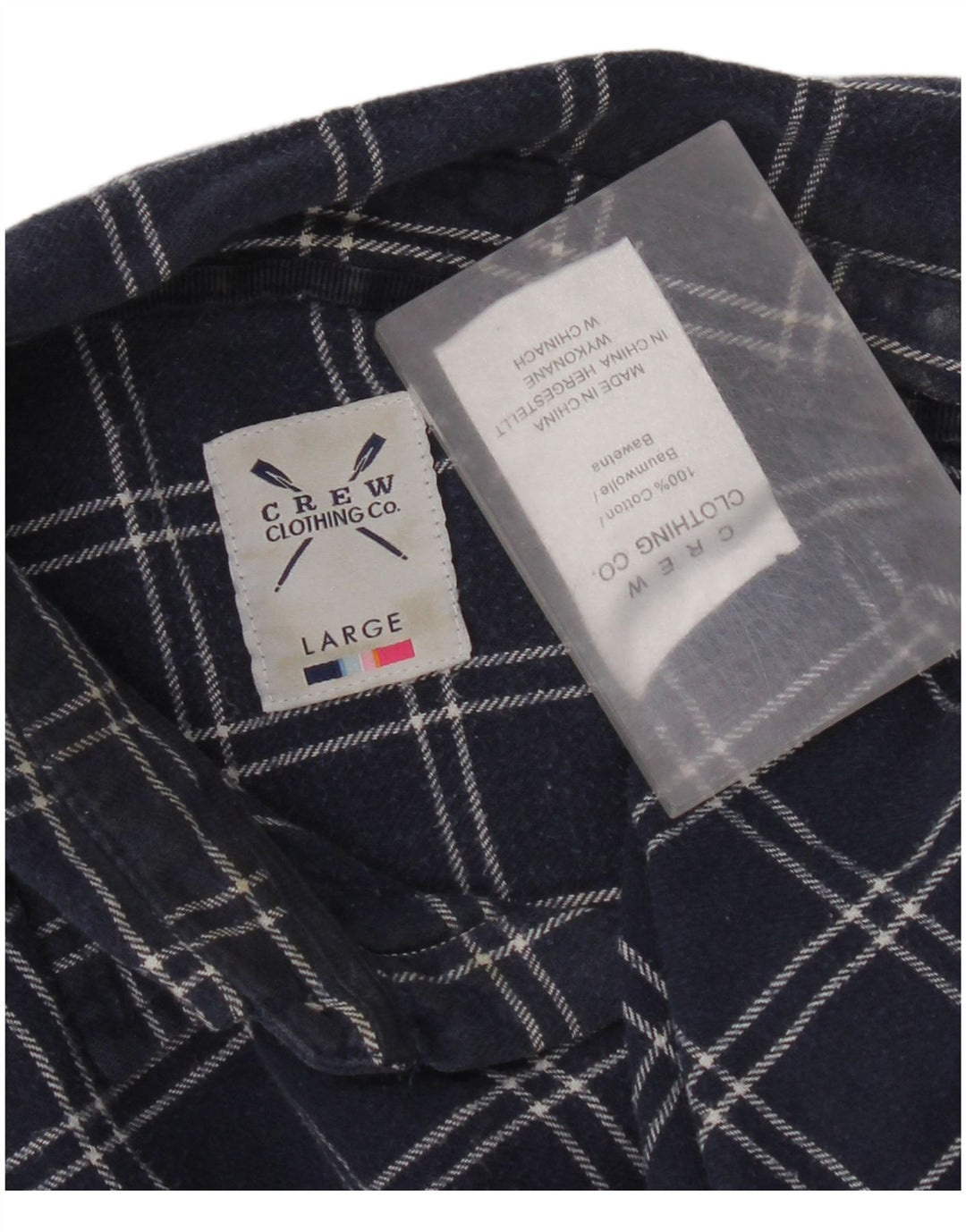 Crew Clothing Camicia da uomo in flanella di cotone a quadri blu navy grande