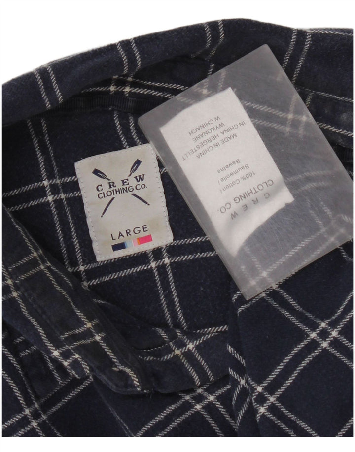 Crew Clothing Camicia da uomo in flanella di cotone a quadri blu navy grande