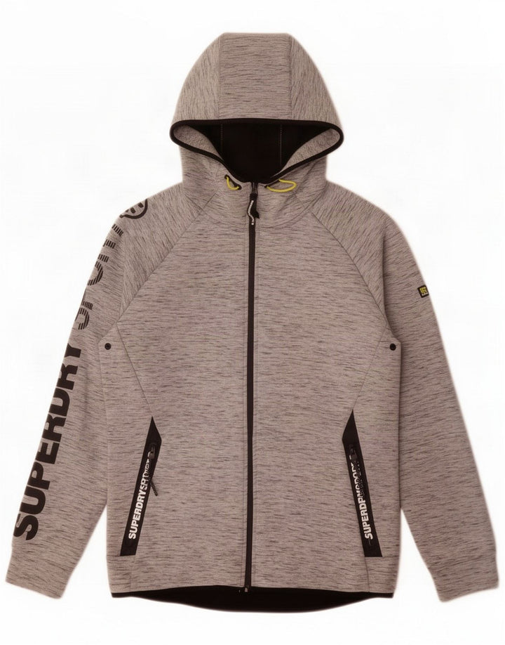 Superdry Maglione con cappuccio e zip grafica da uomo grande grigio poliestere