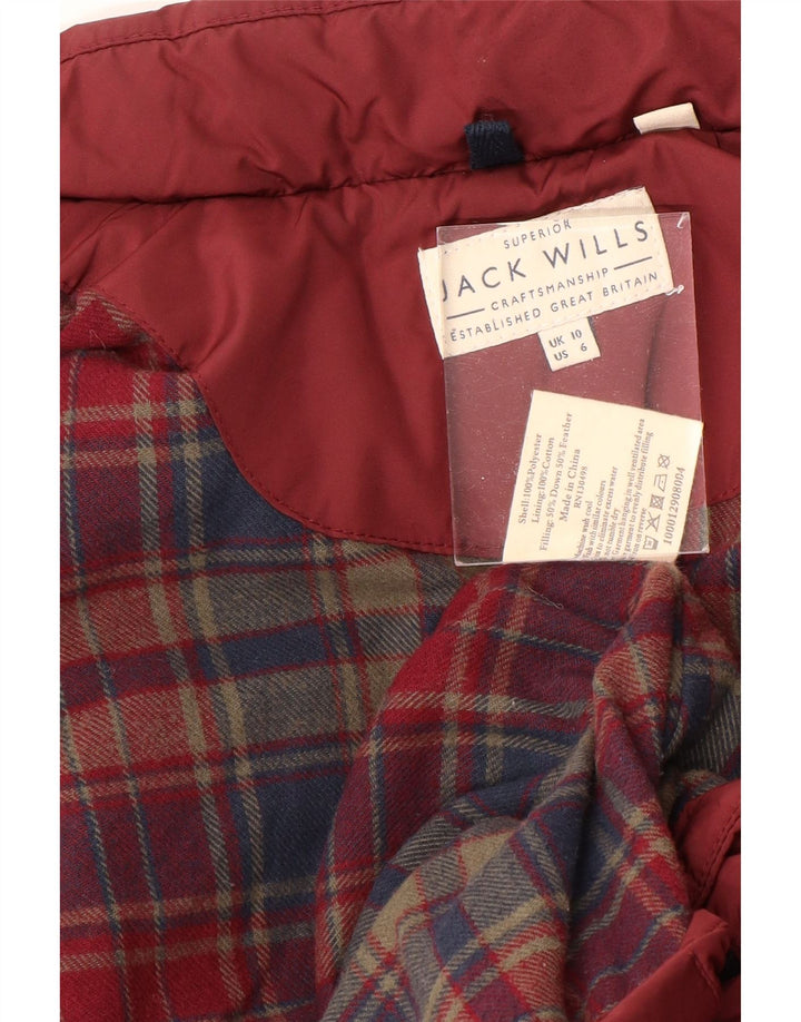 JACK WILLS Womens Padded Gilet UK 10 Small Red Polyester Winter