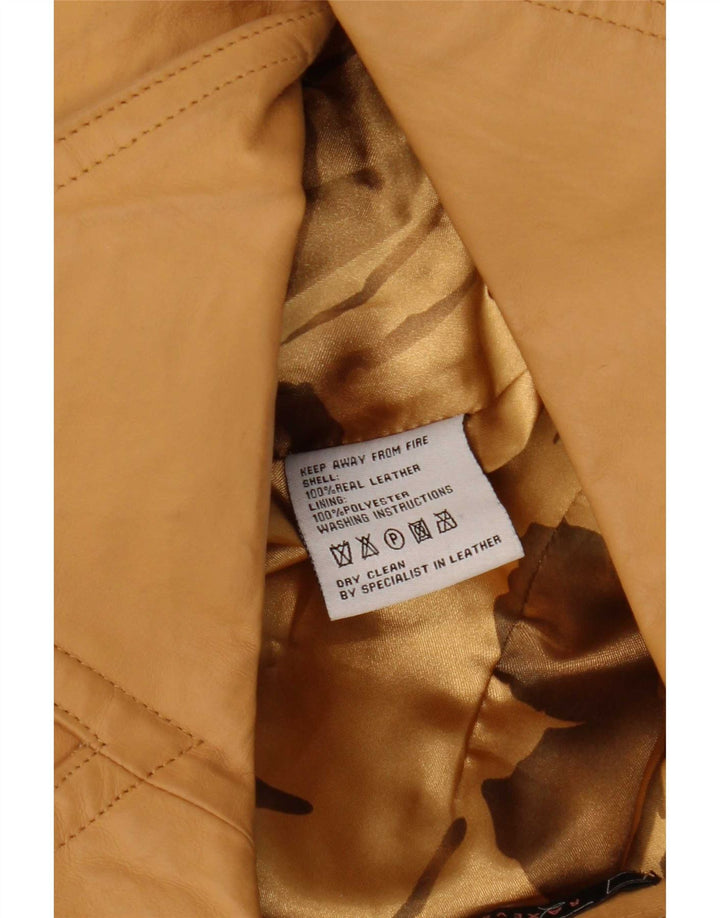 Giacca in pelle da donna vintage UK 12 Pelle beige media