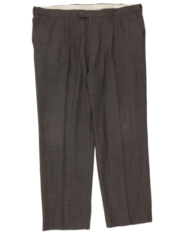 Pantaloni casual dritti da uomo Marks & Spencer W40 L31 lana grigia