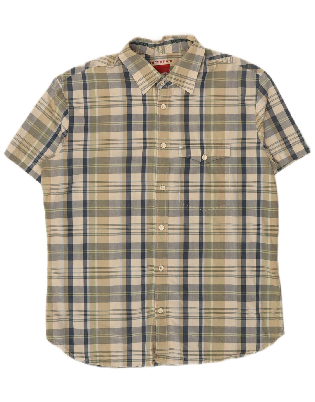 Levi's Camicia a maniche corte da uomo in cotone a quadri verdi grandi