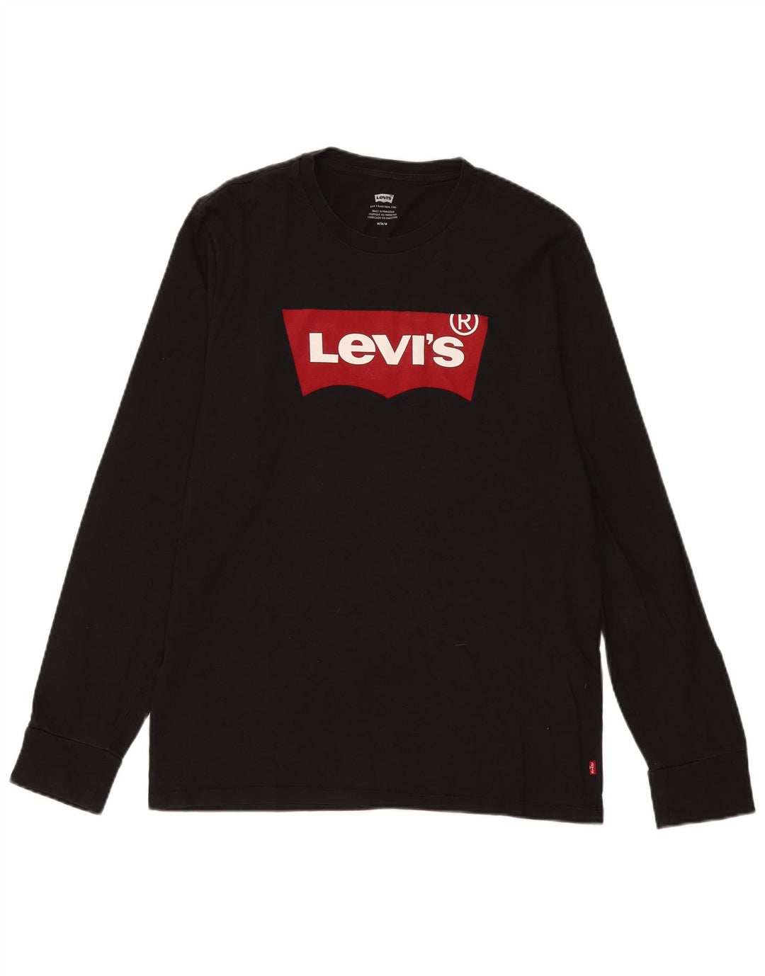 Levi's Top grafico da uomo a maniche lunghe in cotone nero medio
