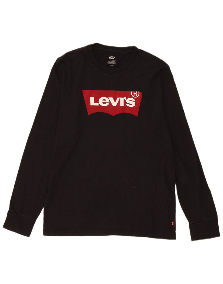 Levi's Top grafico da uomo a maniche lunghe in cotone nero medio