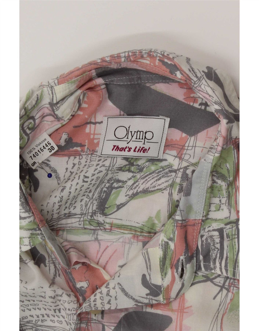 Camicia grafica da uomo Olymp taglia 38 viscosa patchwork multicolore media