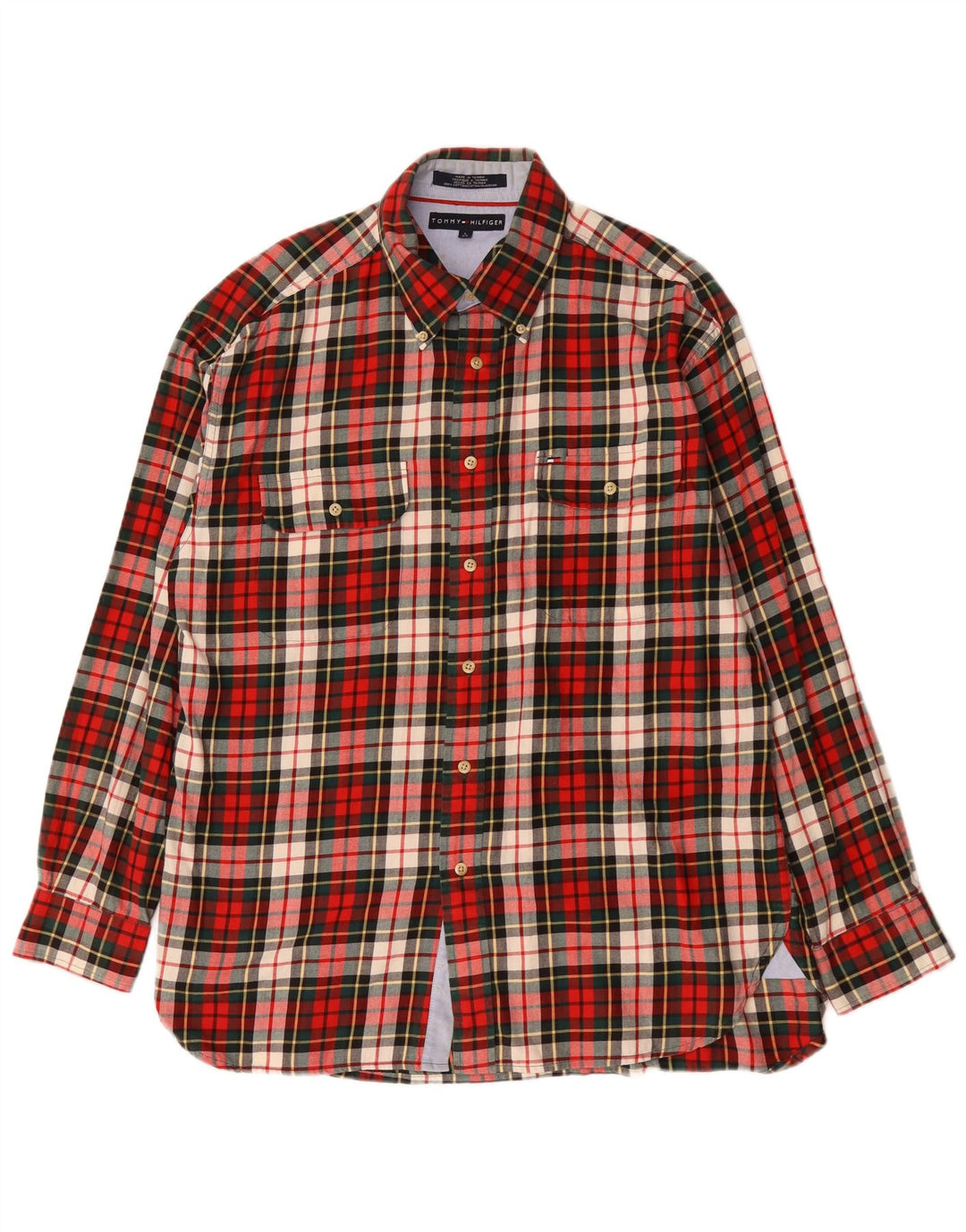 Tommy Hilfiger Camicia da uomo in flanella di cotone a quadri rossi grandi