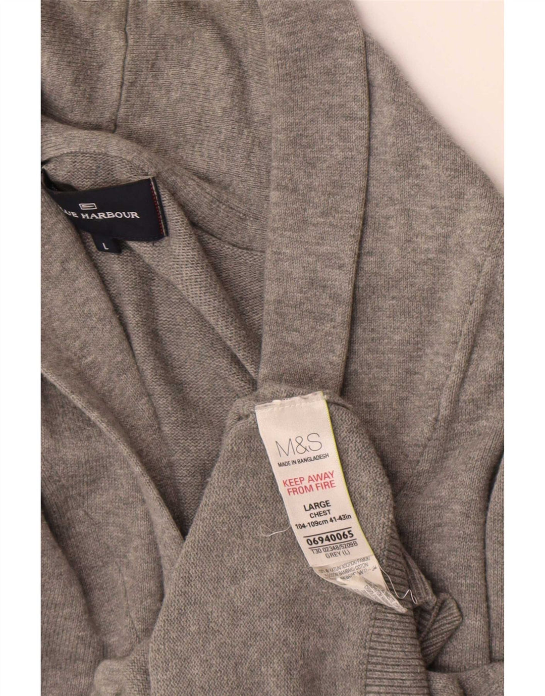Marks & Spencer Maglione cardigan Harbour blu da uomo grande cotone grigio