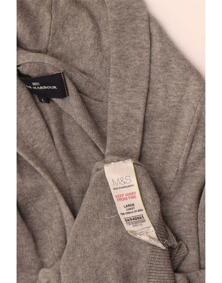 Marks & Spencer Maglione cardigan Harbour blu da uomo grande cotone grigio