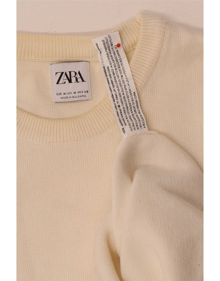 Maglione maglione girocollo da uomo Zara in cotone bianco sporco medio
