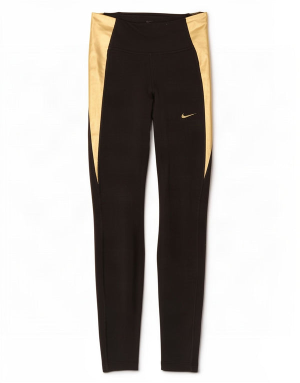 Leggings Nike Dri Fit da donna UK 4 XS cotone color block nero