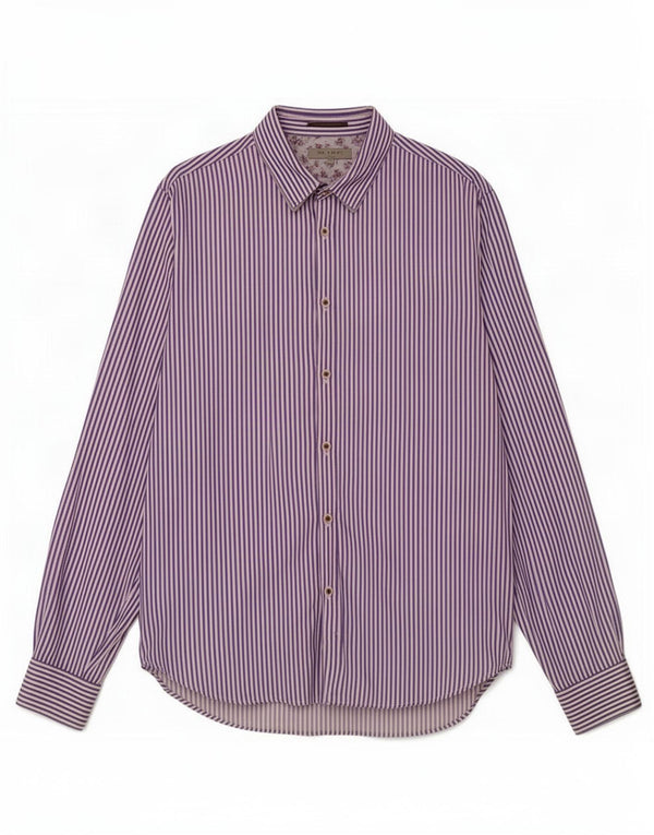 Camicia da uomo Ted Baker taglia 5 XL cotone gessato blu