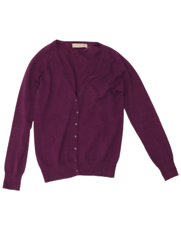 Maglione cardigan da donna Zara UK 12 cotone viola medio