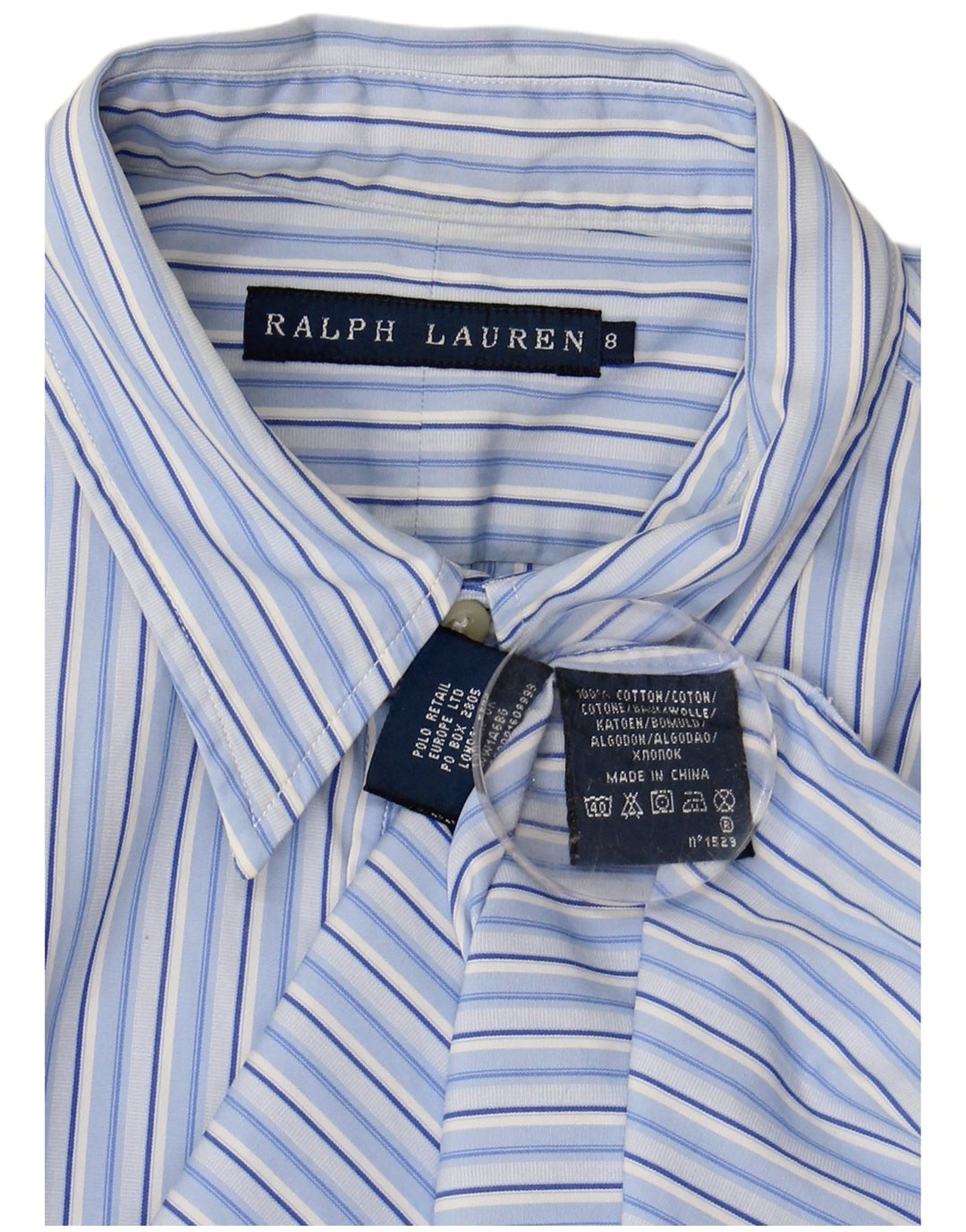 RALPH LAUREN Camicia da donna US 8 Cotone a righe blu medio