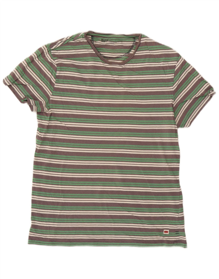 T-shirt da uomo Levi's Top in cotone a righe verde medio