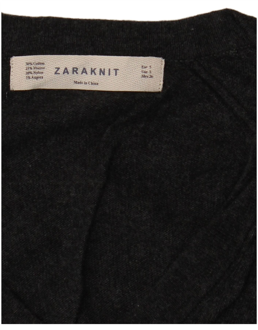 ZARA Mens V-Neck Jumper Sweater Small Grey Cotton
